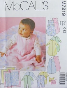 McCalls 7219 BABY S-M-L-XL Bunting Jumpsuit Hat Blanket Knit Fleece Pattern UNCT - Picture 1 of 2