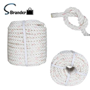 3/4 "x 100'Braided Rope White Red 2038 lbs High Strength Polyester Braided Rope - Picture 1 of 6