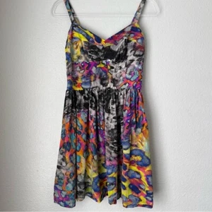 Amanda Uprichard Champagne digital leopard Rainbow Bustier Corset 100%Silk dress - Picture 1 of 12