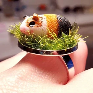 Unique MINI GUINEA RING handmade 3D adjustable GUINEA PIG grass PET lawn CUTE! - Picture 1 of 1