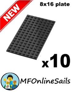 *NEW* 10x Genuine LEGO 8x16 PLATES  Black - Part #92438 - Picture 1 of 4