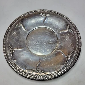 Plato de diseño floral plateado vintage 11 pulgadas - Imagen 1 de 5