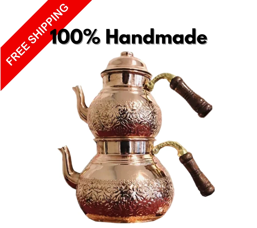 Tetera grande de cobre Laleli | Auténtico diseño turco martillado a mano Foto 1 de 1