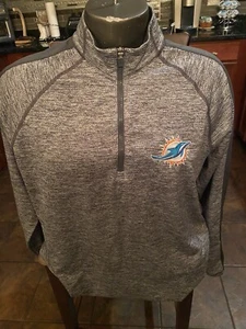 Antigua Miami Dolphins 1/4 Zip Pullover Shirt Mens XL Gray/White Black - Picture 1 of 5