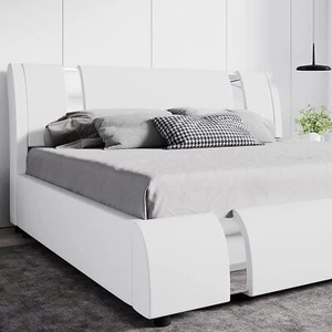 Modern Deluxe Platform Bed Frame with Iron Pieces Decor and Adjustable Headboard - Picture 1 of 63