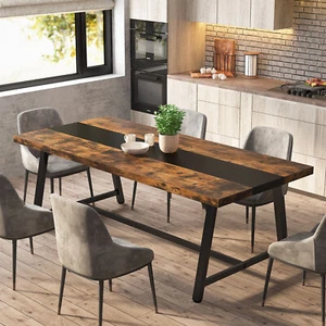 71" Industrial Rectangular Dining Table for 6 to 8, Kitchen Table with Metal Leg - Picture 1 of 28