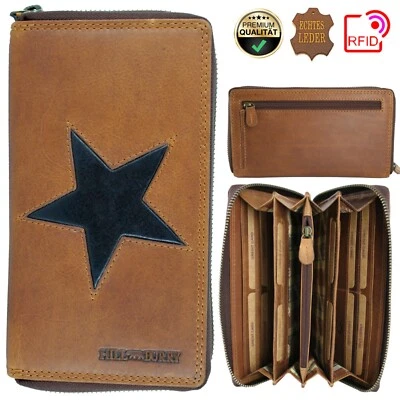 HILL BURRY RFID Geldbörse Geldbeutel Geldtasche Portemonnaie Damen Frauen Leder | 1 Stern