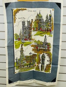 Vintage London Destinations Souvenir Tea Towel Blackstaff Irish Linen 20x32 - Picture 1 of 7
