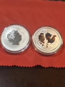 Australia 2017 1 Oz Silver Year Of The Roosters Colorized - Picture 1 of 4