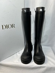 Christian Dior Symbol Leather Boots in Black Size 40.5 US 10.5 - Picture 1 of 8