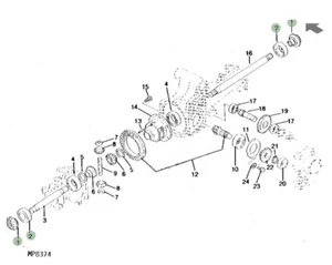 John Deere OEM Front Axle Gear & Bearing M805260 & CH14887 655 755 855 955 - Picture 1 of 3