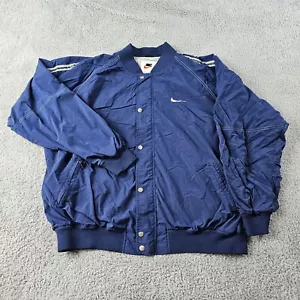 Vintage Nike Windbreaker Mens 2XL XXL Blue Lined Swoosh Snaps 90s Varsity VTG - Picture 1 of 14