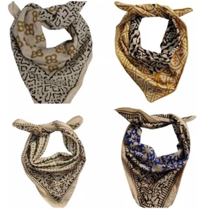 Set of 4 Organic Cotton Block Print Bandana Paisley Design Scarf Vibrant Color - Picture 1 of 4