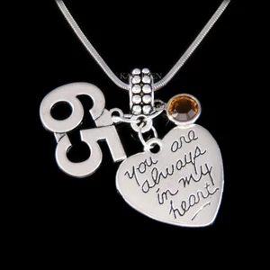 65th Birthday Love Heart Gift Number 60th 61 62 63 64 65th 66 67 68 69 Necklace - Picture 1 of 8
