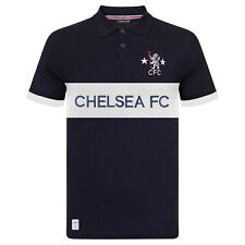 Chelsea FC Mens Polo Shirt Retro Cut & Sew Blue OFFICIAL Soccer Gift
