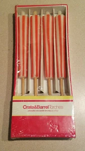 CRATE & BARREL SET OF 4 OUTDOOR WAX TORCHES WITH CITRONELLA (NEW) - Picture 1 of 5