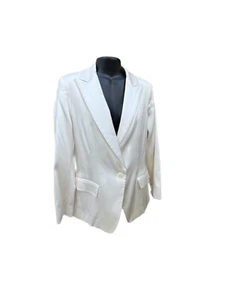 Vintage Donna Karen New York Cream Blazer 10 UNITE! Union Silk 90's Luxurious Y2 - Picture 1 of 17