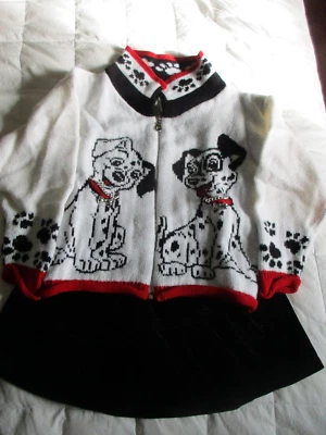 Suéter Dálmata y TKS Negro Terciopelo Como Skort En Muy Buen Estado Disney Niñas Talla 5/6 101 Foto 1 de 4