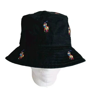 Neu Polo Ralph Lauren Herren S/M schwarz Twill Fischerhut Allover Pony Neu mit Etikett - Bild 1 von 11