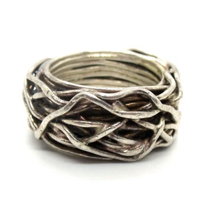 MEGA Anillo de Diseñador Plata Esterlina 925 BRUTALIST 60s 70s Diseño Vintage RG53 - Imagen 1 de 4
