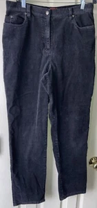 Valerie Stevens 10P Black Thin Corduroy 11" High Waist Mom Pants Cotton A2 - Picture 1 of 5