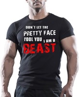 BEAST Mens MMA GYM BODYBUILDING MOTIVATION T-Shirt WORKOUT CLOTHING TRAINING TOP