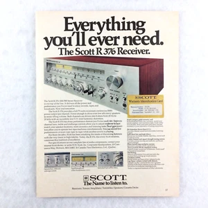 SCOTT R 376 Vintage 70s Print Ad AM/FM Stereo Receiver - The Name to Listen To - Picture 1 of 1