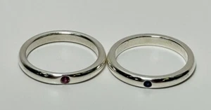 Tiffany & Co Sterling Silver 2.7mm Elsa Peretti Sapphire Stack Band Ring Sz 6 - Picture 1 of 7