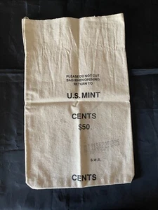 Vintage Canvas Bank Bag U.S. Mint $50 Cents datiert 29.09.1995 *1635 - Bild 1 von 2