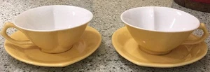 2 Mary Kay gelbe herzförmige Untertasse Berater mit passender Tasse Kaffee Tee - Bild 1 von 5