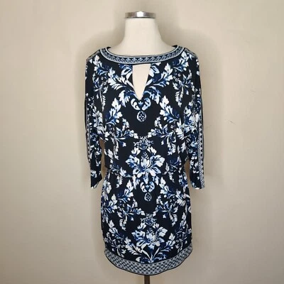 Vestido Casa Blanca Mercado Negro Floral Bordado XS Manga Hendidura Mini Foto 1 de 4