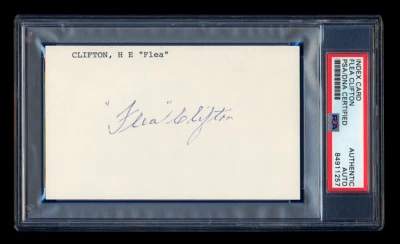 FLEA CLIFTON SIGNED MINT INDEX CARD PSA/DNA AUTO 1935 DETROIT TIGERS CHAMPS WSC - Image 1 of 2