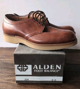 VTG Alden 304 Brown Pebbled Leather Plain Toe Dover CDI Vibram Sole 9 D NOS! - Picture 1 of 18