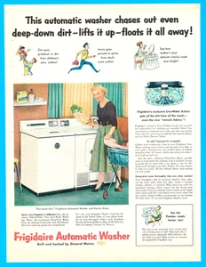 Frigidaire Washer Dryer household appliance laundromat  vintage print ad 1953 - Picture 1 of 3