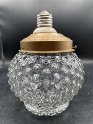 Vtg Acorn Beehive Light Fixture Bubble Glass Globe Brass Ceiling Mount Fixture - Image 1 of 4