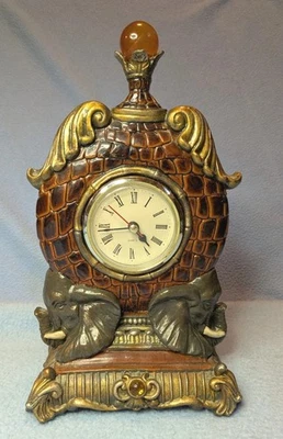 My Estate Sale! Vintage Elephant Fancy Ornate Mantle Clock~ Quartz 10" T Unusual - Image 1 of 4