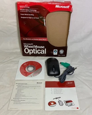 New The Original Microsoft Wheel Mouse Optical USB PS/2  Black PC MAC - Image 1 of 4
