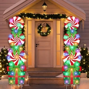 2 Sets Christmas Candy Yard Stakes Decorations Outdoor with Lights, 49" Large... - Picture 1 of 7