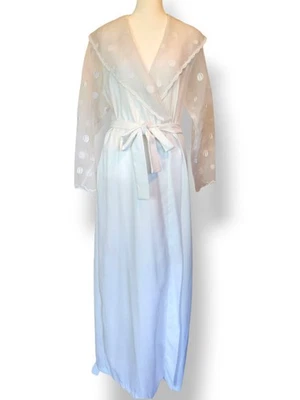 Bata larga Valentino Intimo marfil de colección con lunares quemados transparentes pequeña Foto 1 de 4