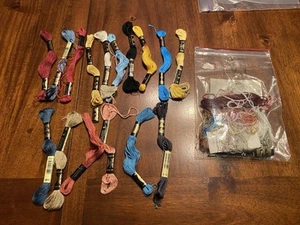LOT of (16) Skeins DMC Embroidery Floss 100% Cotton Asst Colors plus scraps - Picture 1 of 1