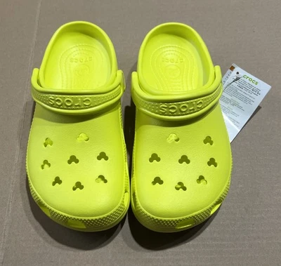 Kids Disney Crocs W/Mickey Mouse Head Ventilation Holes - Neon Yellow - Size 5 - Image 1 of 4