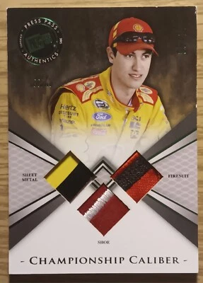 2015 Press Pass Joey Logano NASCAR Race Used Firesuit Sheet Metal & Shoe Swatch  - Image 1 of 4