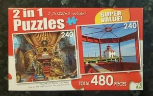 New LPF 2 In 1 Puzzle 240 Pieces Nautilus & Waterfront Lighthouse, Nova Scotia - Picture 1 of 7