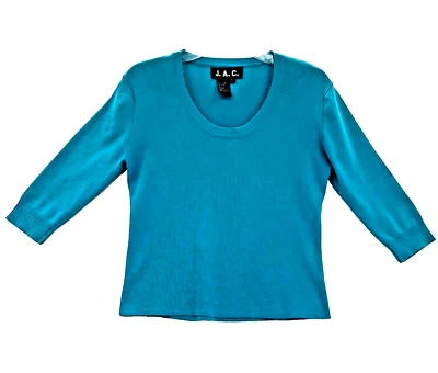 J.A.C. Suéter Top Pullover Para Mujer Talla L Azul Manga 3/4 Negocios Oficina Trabajo Foto 1 de 4