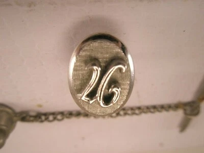 U Initial Monogram Letter Silver Tone Vintage SWANK Lapel Pin Tie Tack g66 - Image 1 of 4