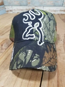 Browning Snapback Camouflage Ball Cap Trucker Hat Hunting Baseball Deer Emblem - Picture 1 of 3