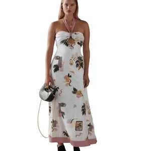 The Hallie Dress Valencia Print Halter Midi New With Tags Size Large Anthro - Picture 1 of 8