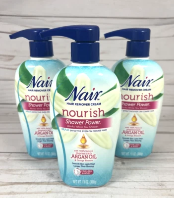 Nair Shower Cream Hair Remover Moroccan Argan Oil Orange Blossom Pump  (3 Pack) - Image 1 of 4