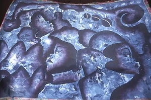 BELLISSIMO DIPINTO D'ARTE TESSILE AFRICANA - Foto 1 di 3