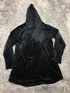 Alfani Intimates Hoodie Womens Size Large Black Velour Soft Stretch - Picture 1 of 11